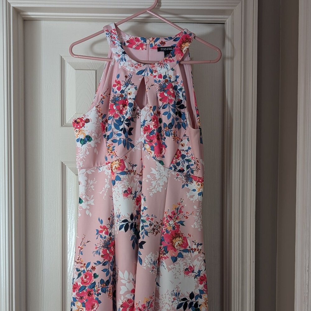 3/$20 Roz & Ali Pretty Pink Floral Scuba Print Summer Dress Size 12